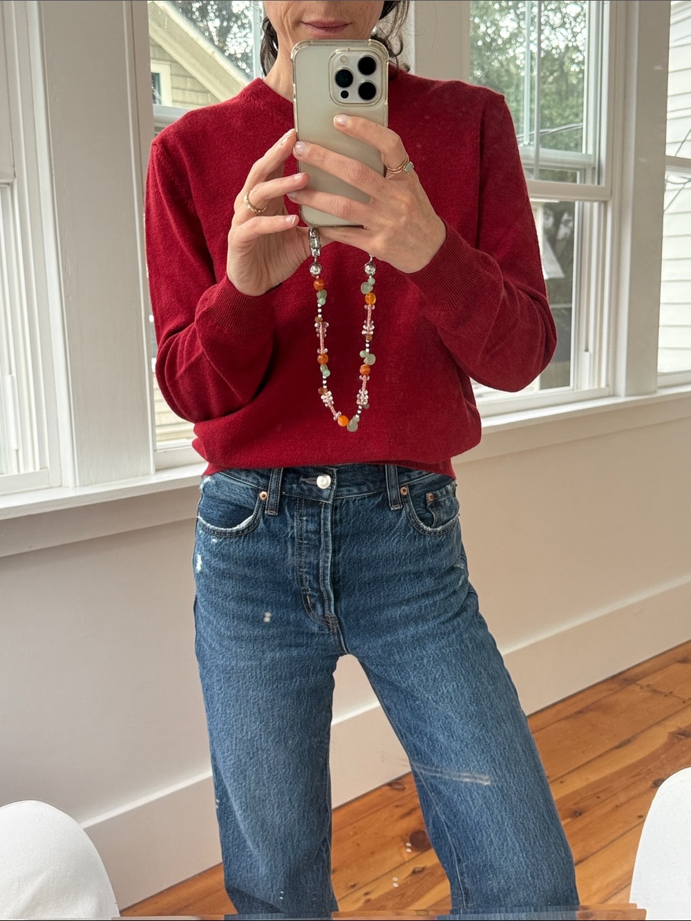 Mid-2000s GAP 100% Italian Wool Red V-Neck Women's Sweater (M)
